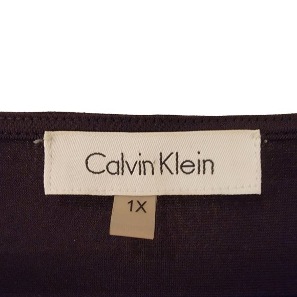 Calvin Klein Purple Stretch Embellished Surplice Neck Flutter Sleeve Dress Sz 1X - Picture 5 of 7
